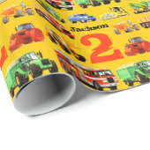 Großer LKW-2. Geburtstag Geschenkpapier (Rolleneckpunkt)
