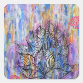 Großer Lotus-Blume Quadratischer Aufkleber