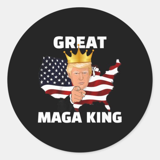 Großer MAGA King Runder Aufkleber (Vorderseite)