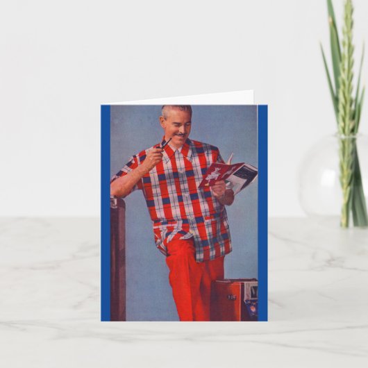 großer Mann in Rot und kariert Karte (Vorderseite)