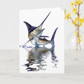 Großer Marlin mit Reflektion im Wasser Karte (Gelbe Blume)