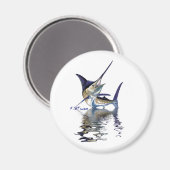 Großer Marlin mit Reflektion im Wasser Magnet (Vorderseite/Rückseite)