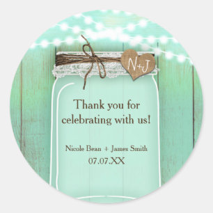 Grosser Mason Jar & Lights Minze Rustikale Gefalle Runder Aufkleber