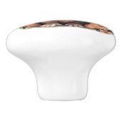 Grosser Mit Augen brauner Affe im Dschungel-Blätte Keramikknauf (Seitenansicht)