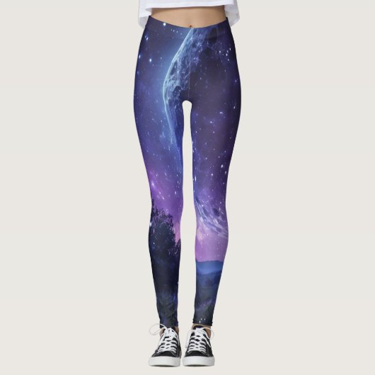 Großer Mond 🌕 Magische Sternennacht Leggings (Vorderseite)