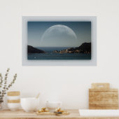 großer Mond über dem Meer Poster (Küche)