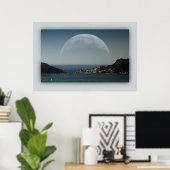 großer Mond über dem Meer Poster (Heimbüro)