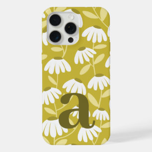 Großer Monogramm-Buchstabe Dunkles Gold Florales M iPhone 15 Pro Max Hülle