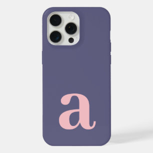 Großer Monogramm-Buchstabe Heather Blau/Rosa Minim iPhone 15 Pro Max Hülle