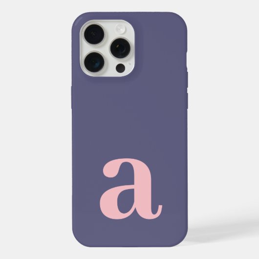 Großer Monogramm-Buchstabe Heather Blau/Rosa Minim iPhone Hülle (Rückseite)