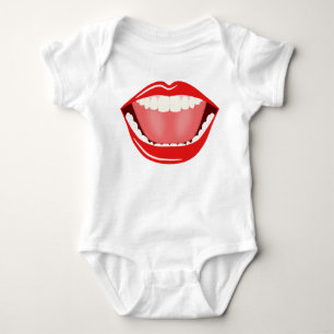 Großer Mund-Spaß-lächelnder lustiger Baby-T - Baby Strampler