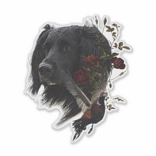 Großer Munsterlander mit Fasan Aufkleber (Vorderseite)