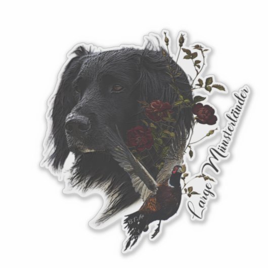 Großer Munsterlander mit Fasan Aufkleber (Vorderseite)
