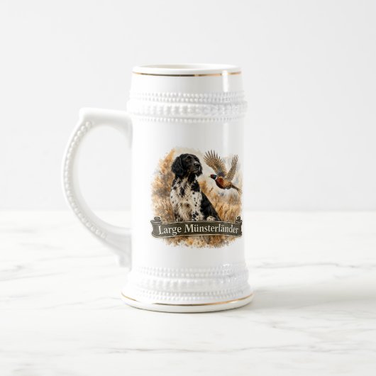 Großer Münsterländer mit Fasan Bierglas (Links)