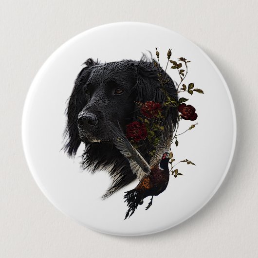 Großer Munsterlander mit Fasan Button (Vorderseite)