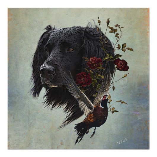 Großer Munsterlander mit Fasan Fotodruck (Vorne)