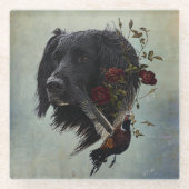 Großer Munsterlander mit Fasan Glasuntersetzer (Vorderseite)