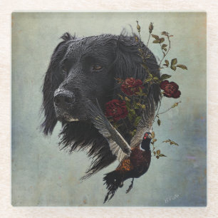 Großer Munsterlander mit Fasan Glasuntersetzer