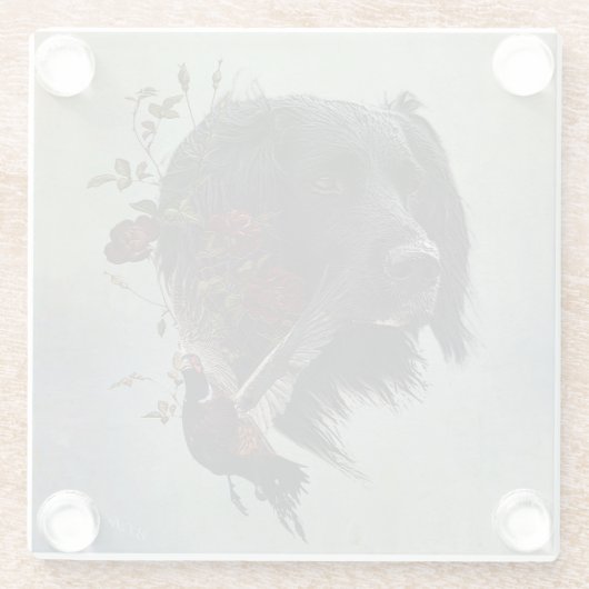 Großer Munsterlander mit Fasan Glasuntersetzer (Rückseite)