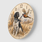 Großer Münsterländer mit Fasan Große Wanduhr (Winkel)