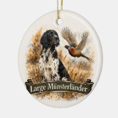 Großer Münsterländer mit Fasan Keramik Ornament (Links)