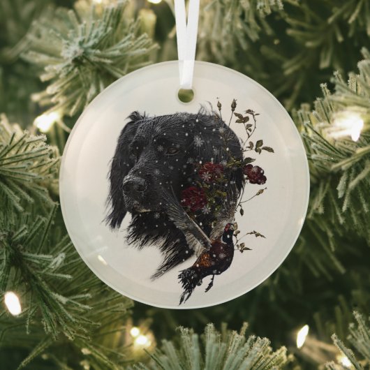 Großer Munsterlander mit Fasan Ornament Aus Glas (InSitu)