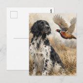 Großer Münsterländer mit Fasan Postkarte (Vorne/Hinten)