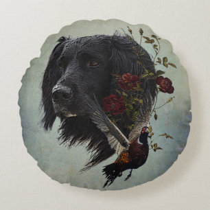 Großer Munsterlander mit Fasan Rundes Kissen
