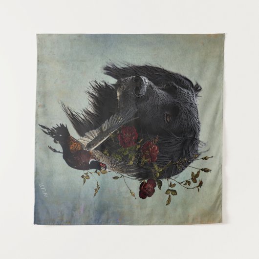 Großer Munsterlander mit Fasan Wandteppich (Vorderseite (Horizontal))