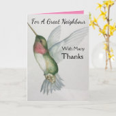 Großer Nachbar Vielen Dank Happy Hummingbird Karte (Gelbe Blume)