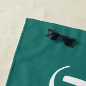 Grosser Name in Weiß auf dunklem Aqua Blue Green Strandtuch (Beispiel)