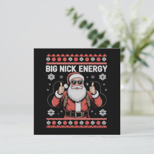 Großer Nick Energy Santa hässlicher Weihnachtspull Feiertagskarte