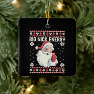 Großer Nick Energy Santa hässlicher Weihnachtspull Keramikornament