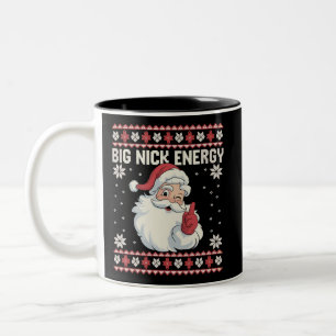 Großer Nick Energy Santa hässlicher Weihnachtspull Zweifarbige Tasse