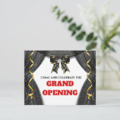 Großer Öffnung goldfarbener Vorhang VIP Ankündigungspostkarte (Stehend Vorderseite)