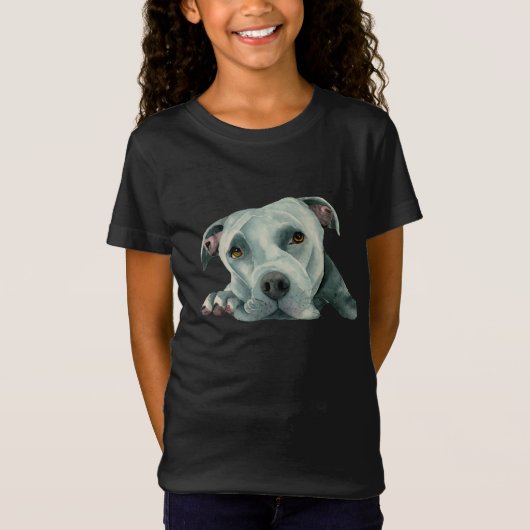 Großer Ol Kopf des Pitbull-HundeAquarell-| T-Shirt (Vorderseite)