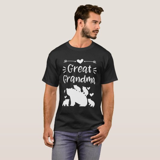 Großer Oma-Bär mit 4 Baby-Cubs Herz-Doddles T-Shirt (Vorne ganz)