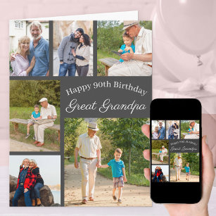 Großer Opa 6 FotoCollage jedes Alter Geburtstag Karte
