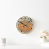 Großer orange Kürbis Runde Wanduhr (Zuhause)