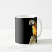 Großer orange und aquamariner Papagei auf einem Kaffeetasse (VorderseiteRechts)