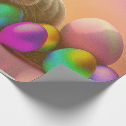 Grosser Osterhase mit farbenfroher Eiersammlung Geschenkpapier (Ecke)