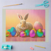 Grosser Osterhase mit farbenfroher Eiersammlung Seidenpapier (Basteln)