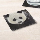 Großer Panda im Schnee Rechteckiger Pappuntersetzer (angewinkelt)