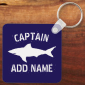 Großer personalisierter Kapitän des Weißhais Schlüsselanhänger (Rückseite)