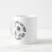 Großer personalisierter Textfußball 313g Benutzerd Kaffeetasse (Vorderseite Links)