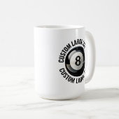 Großer personalisierter Textpool 8 Ball 15oz. Benu Kaffeetasse (VorderseiteRechts)