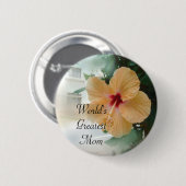 Großer Pfirsich-Hibiskus Button (Vorne & Hinten)