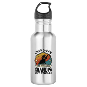 Großer Pfote Opa Hund Retro Sonnenuntergang Bandan Edelstahlflasche