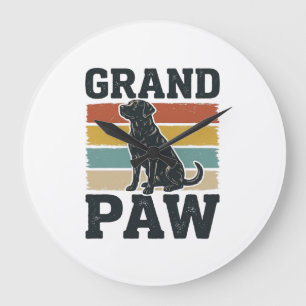 Großer Pfoten Vintage Hund Großvater Shirt Design_ Große Wanduhr
