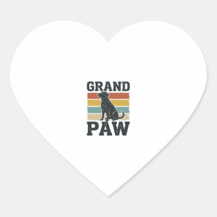 Großer Pfoten Vintage Hund Großvater Shirt Design_ Herz-Aufkleber